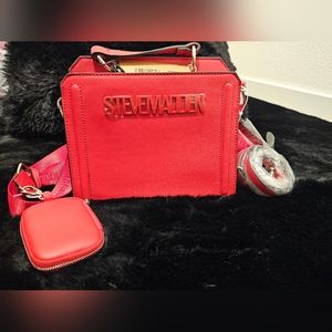 STEVE MADDEN Chevy Red  Bevelyn Satchel/Crossbody Bag NWT